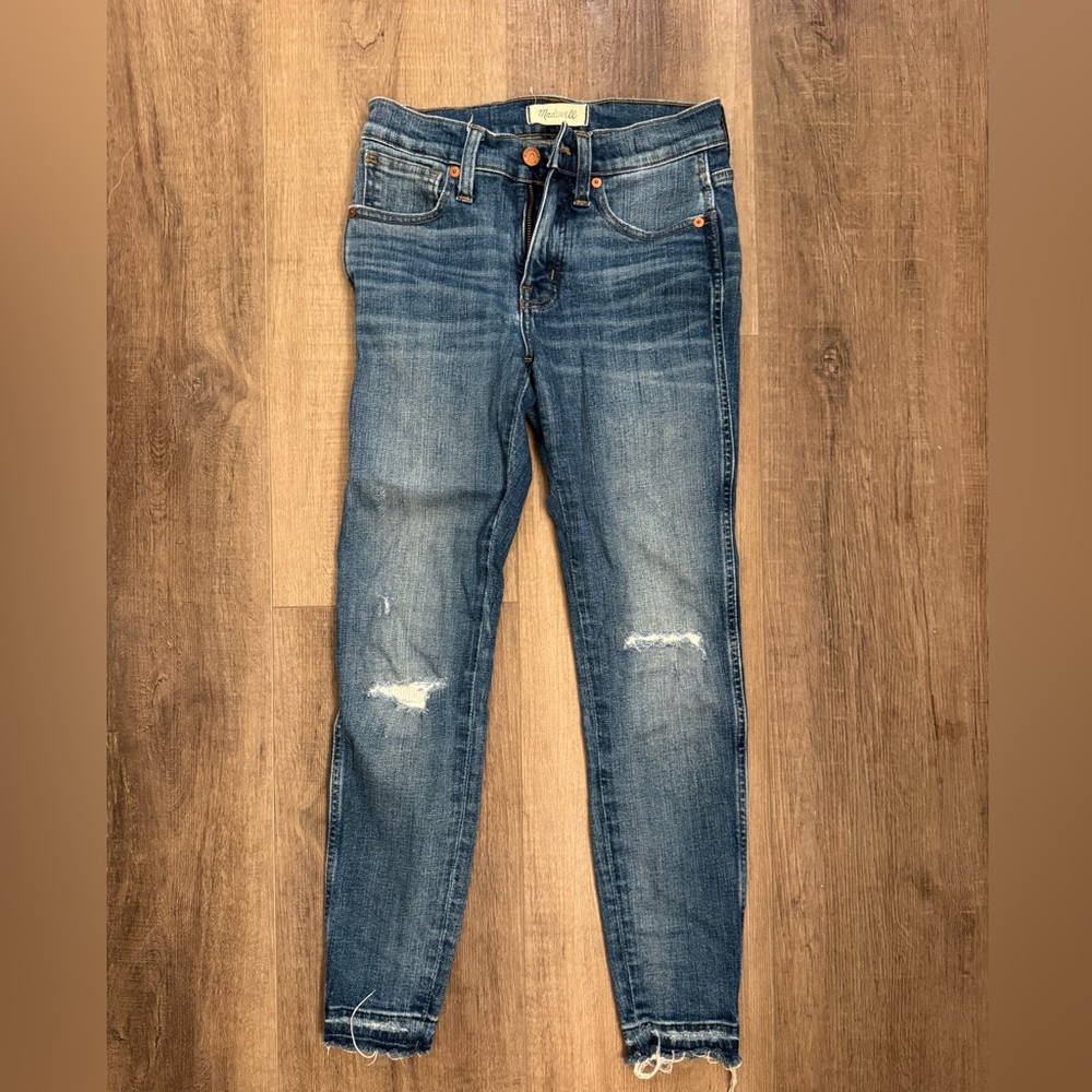 Madewell Blue Distressed Skinny Jeans